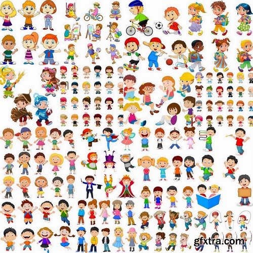 Beautiful illustrations of toon children in vector from stock - 25 Eps
