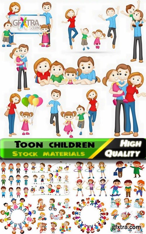 Beautiful illustrations of toon children in vector from stock - 25 Eps