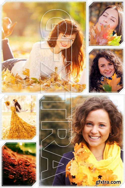 Autumn. Beautiful girl in the autumn park - Stock photo