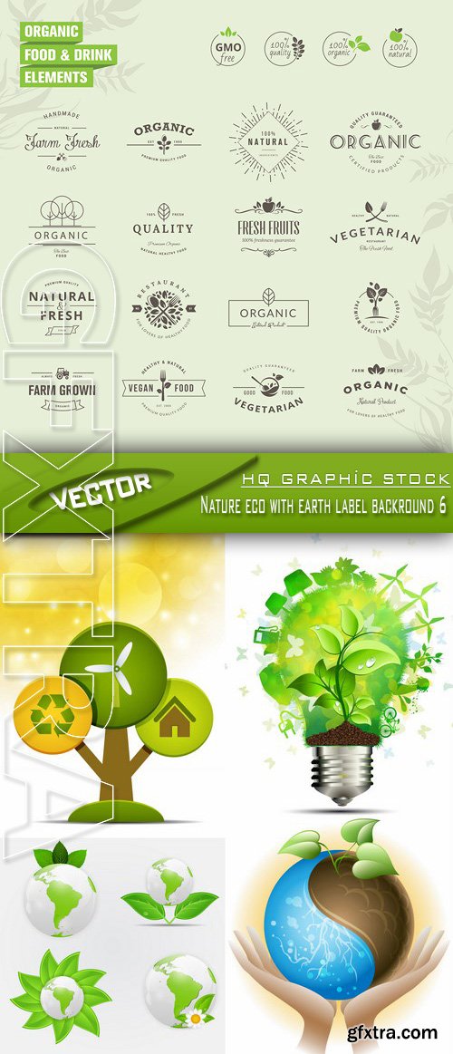 Stock Vector - Nature eco with earth label backround 6