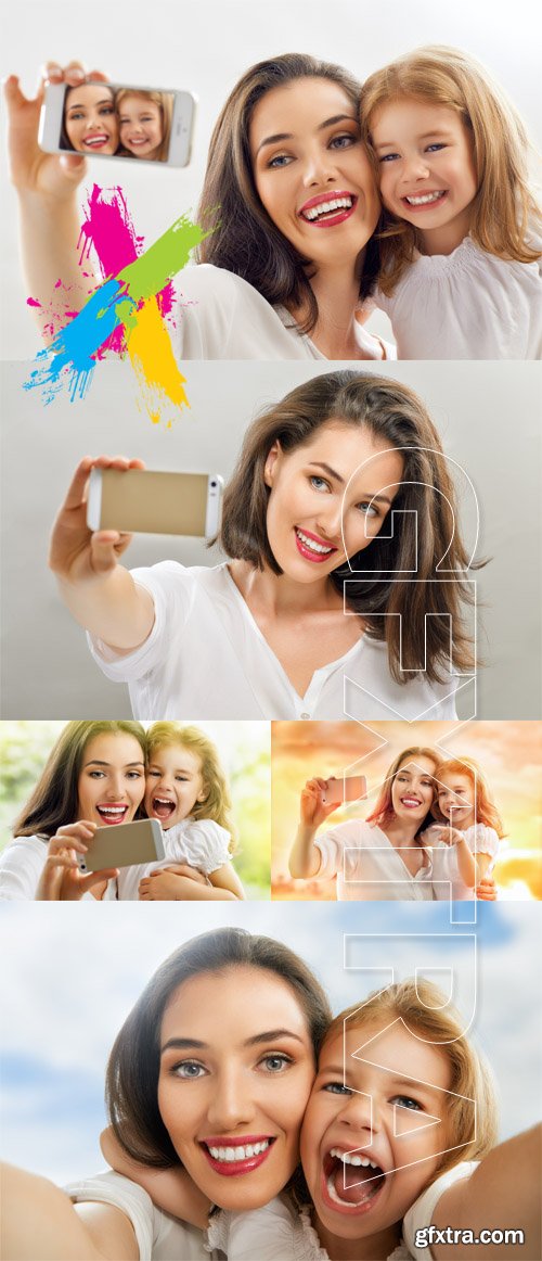 Selfie of mother and daughter