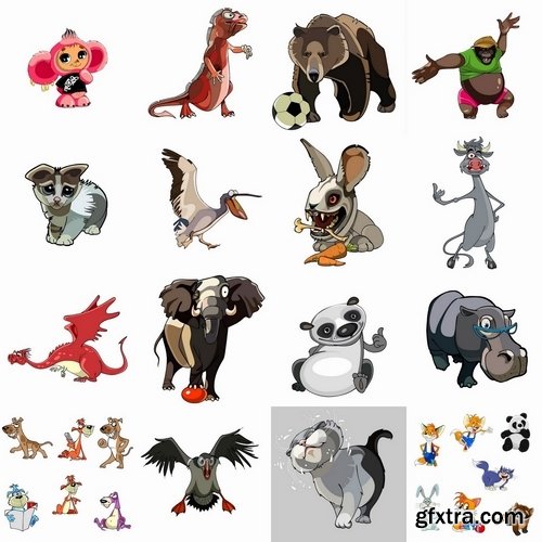 Funny cartoon animals in vector from stock #3 - 25 Eps