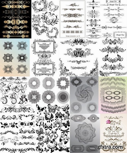 Set of calligraphic elements for page decoration in vector from stock - 25 Eps