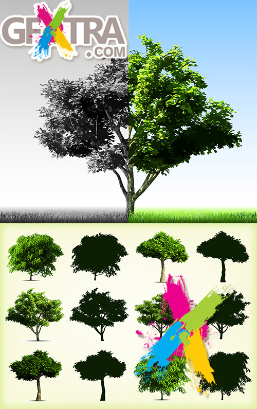Collection green trees