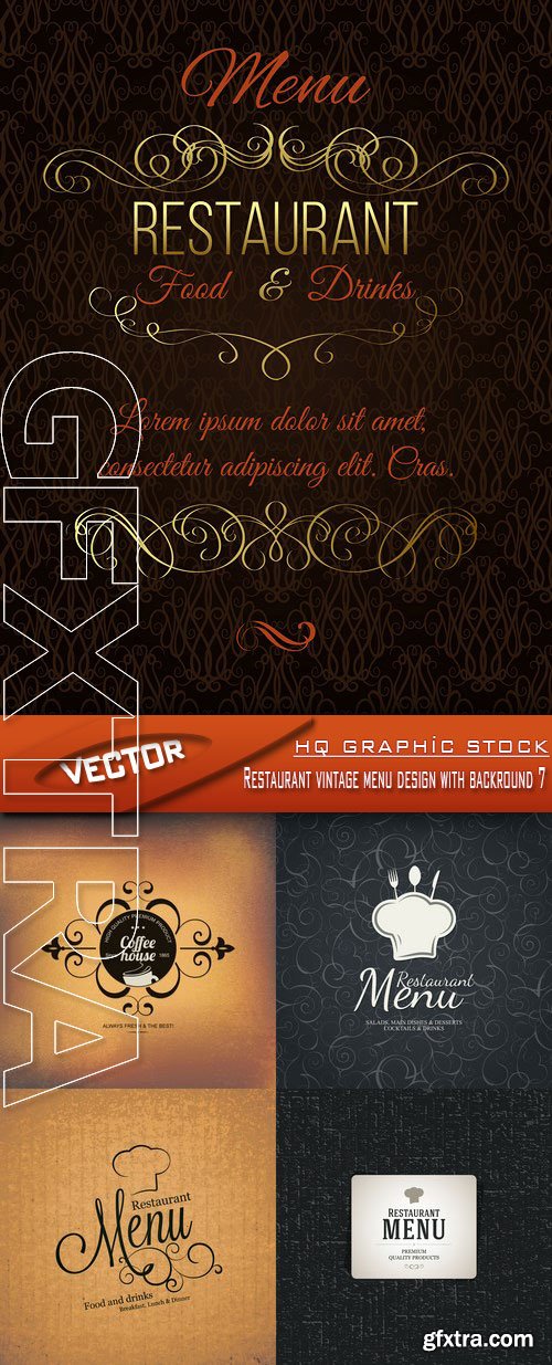 Stock Vector - Restaurant vintage menu design with backround 7