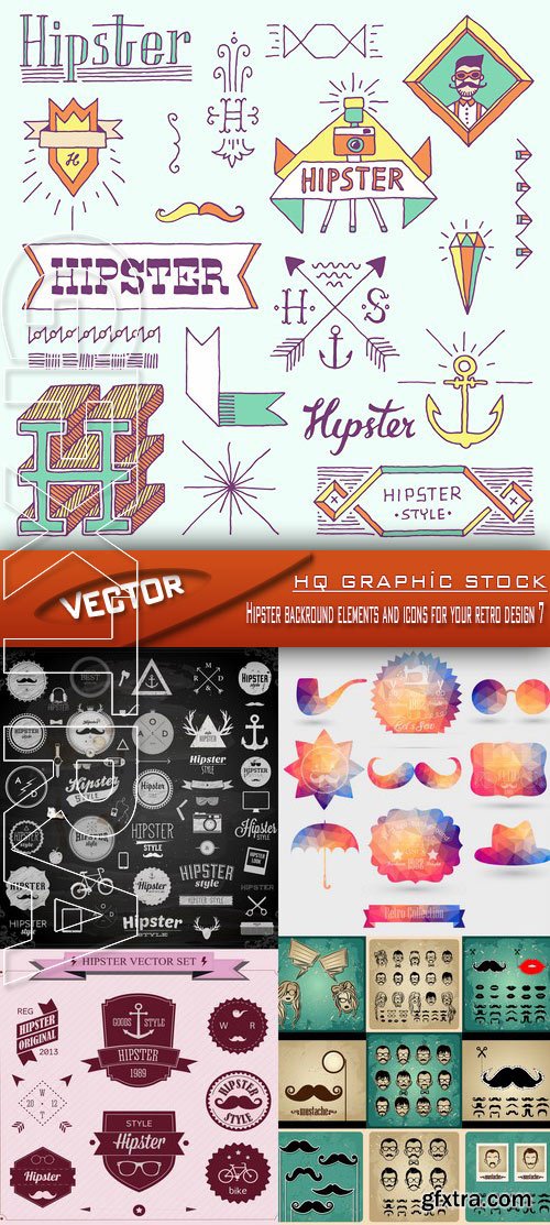 Stock Vector - Hipster backround elements and icons for your retro design 7