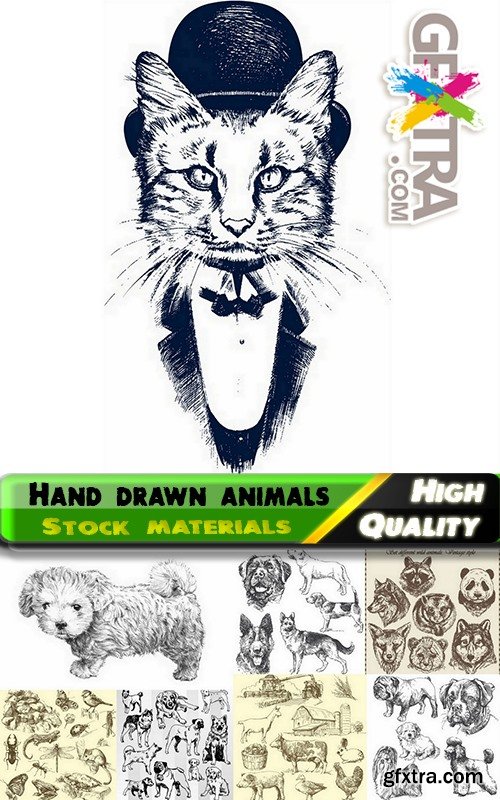 Hand drawn animals in vector from stock - 25 Eps