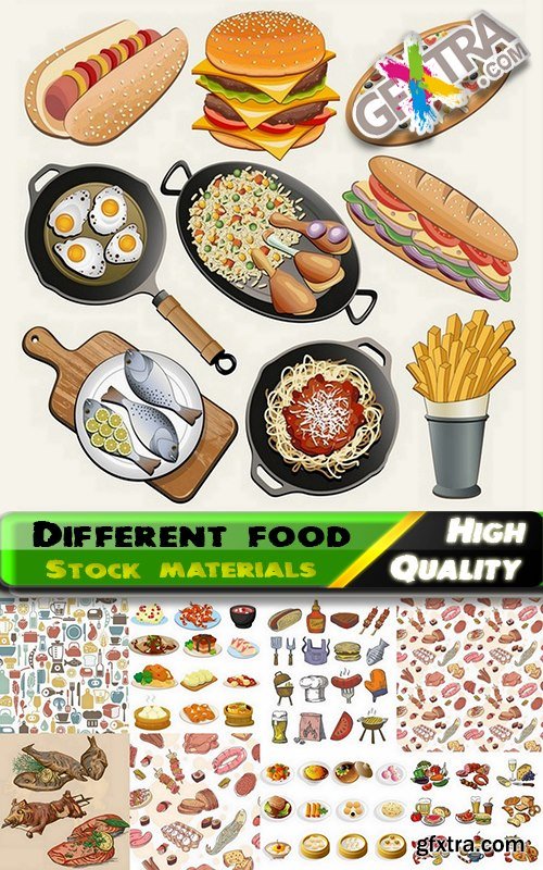 Different food and food backgrounds in vector from stock - 25 Eps