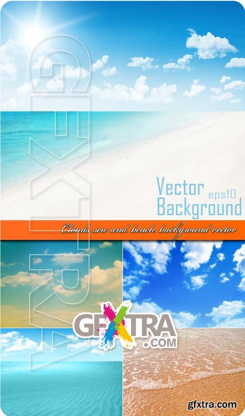 Clouds sea and beach background vector