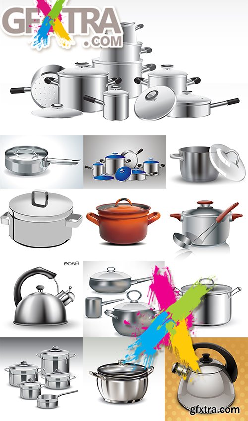 Vector set of pots and pans