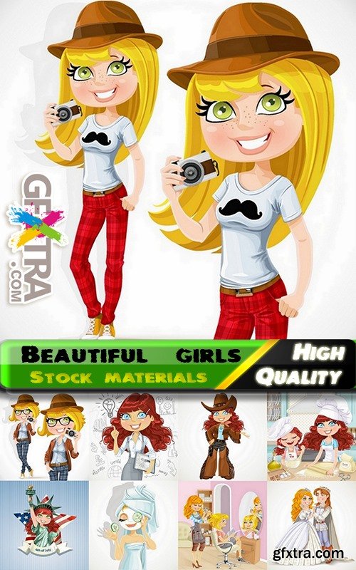 Beautiful girl in vector from stock set # 20 - 25 Eps