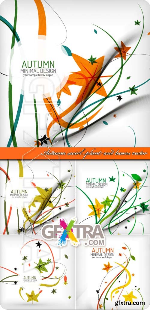 Autumn swirl plant and leaves vector