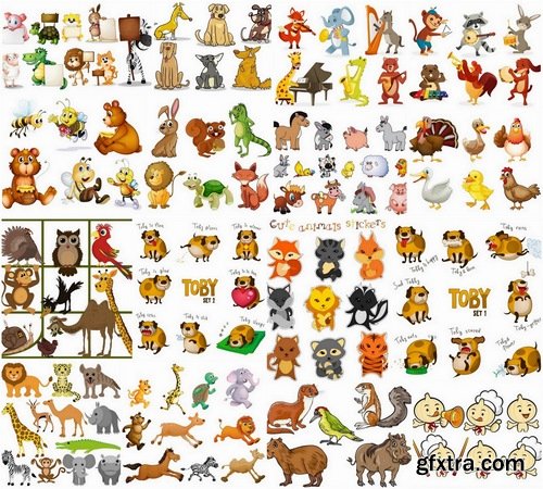 Funny cartoon animals in vector from stock #4 - 25 Eps