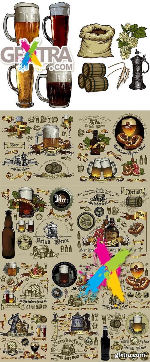 Vector set of beer elements