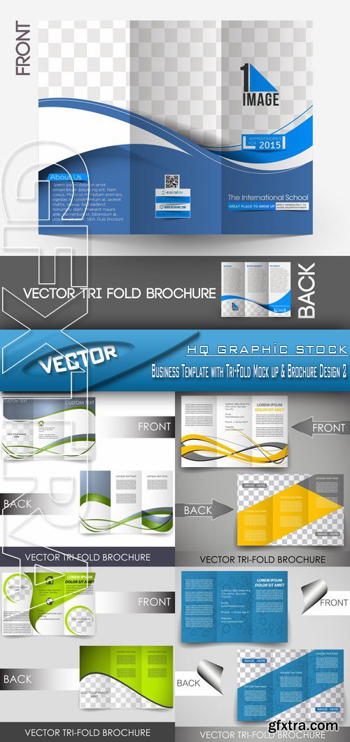 Stock Vector - Business Template with Tri-Fold Mock up & Brochure Design 2