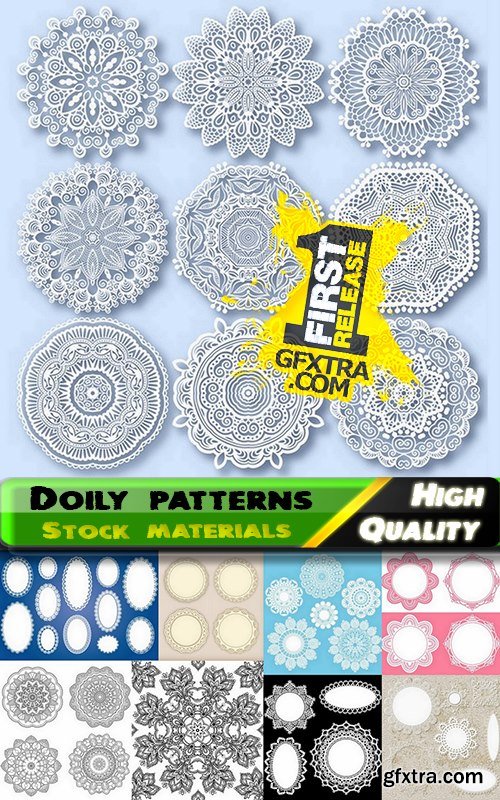 Doily patterns and round frames in vector from stock - 25 Eps