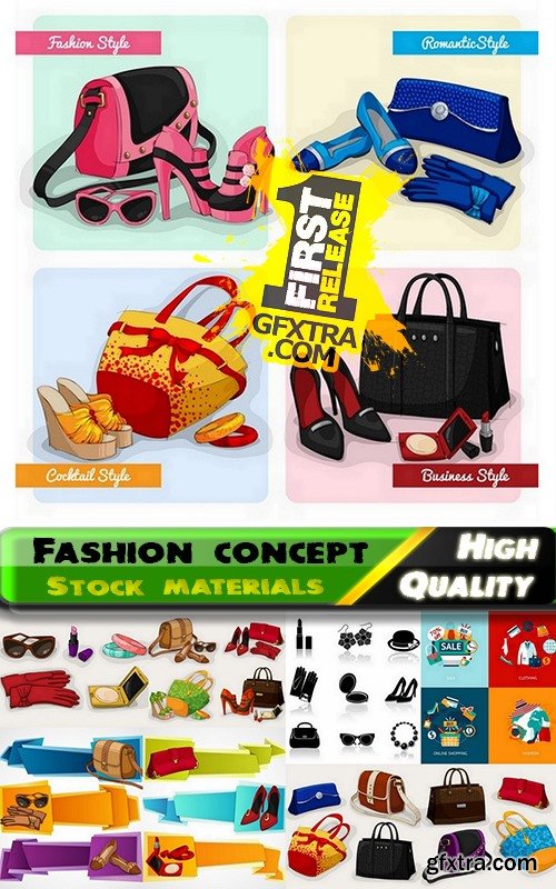 Different clothes and clothes backgrounds Fashion concept in vector from stock - 25 Eps