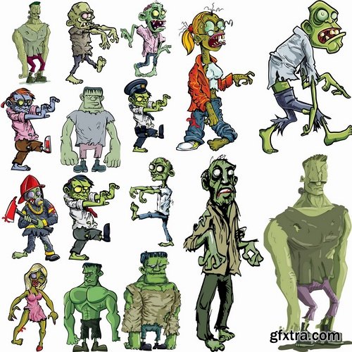 Funny toon zombies in vector from stock - 25 Eps