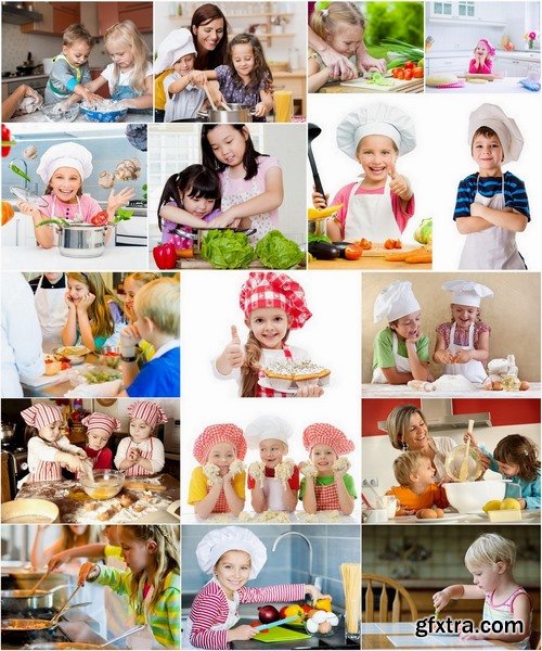 Lovely kids cook in the kitchen Stock images - 25 HQ Jpg