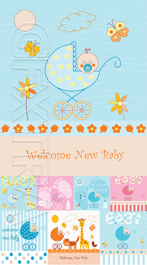 Baby card vector set