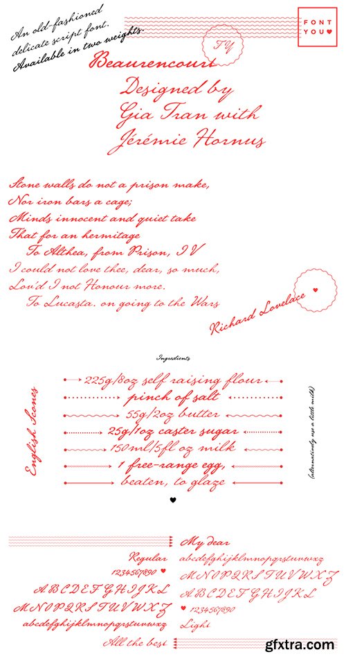 Beaurencourt FY Font Family - 2 Fonts 70$