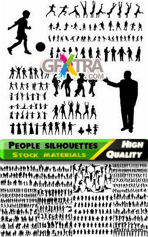 Big set of people silhouettes in vector from stock - 25 Eps