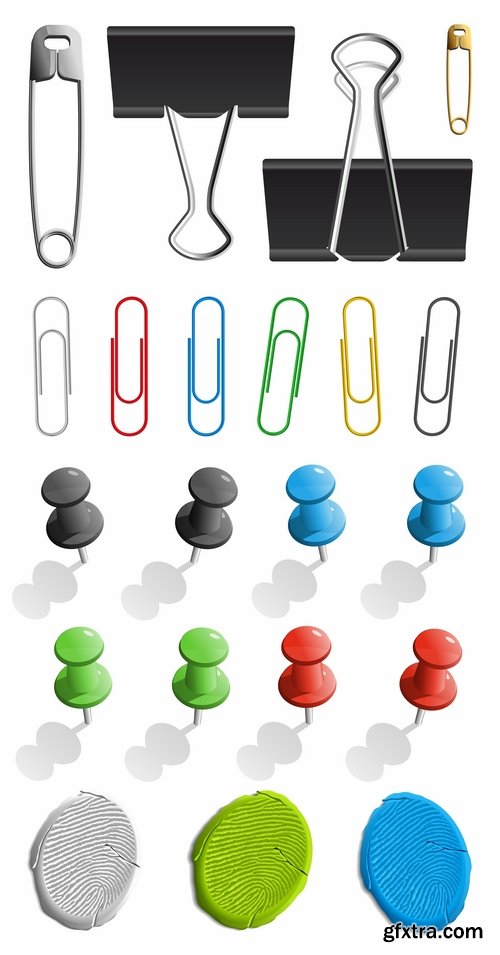 Different stationery elements and objects in vector from stock - 25 Eps
