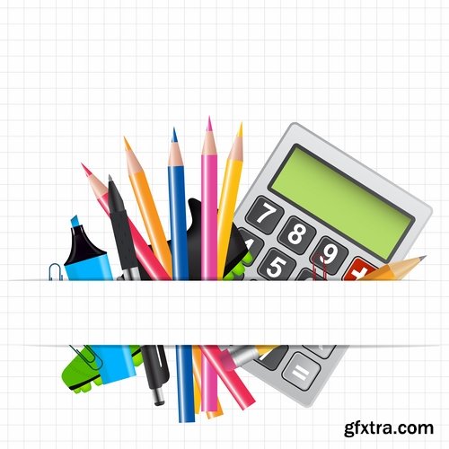 Different stationery elements and objects in vector from stock - 25 Eps