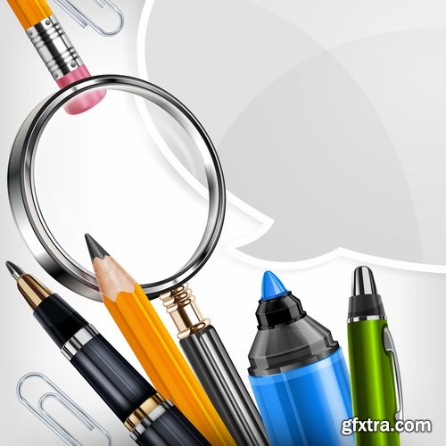 Different stationery elements and objects in vector from stock - 25 Eps