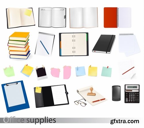 Different stationery elements and objects in vector from stock - 25 Eps