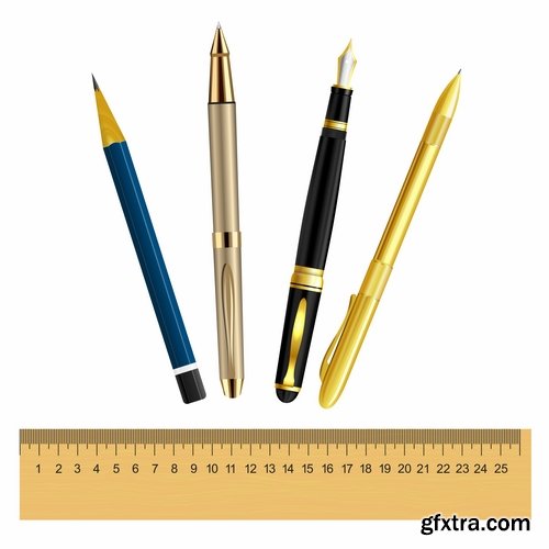 Different stationery elements and objects in vector from stock - 25 Eps