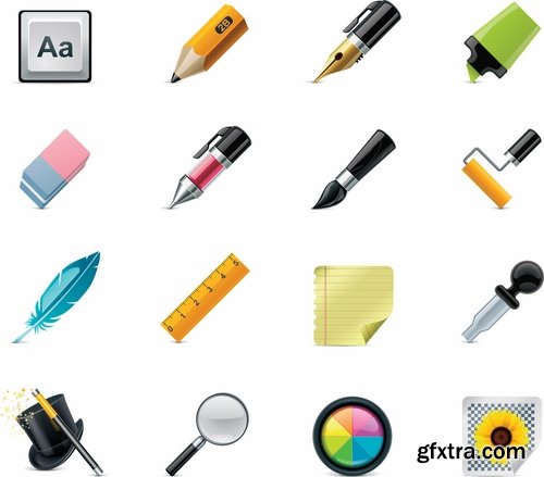Different stationery elements and objects in vector from stock - 25 Eps