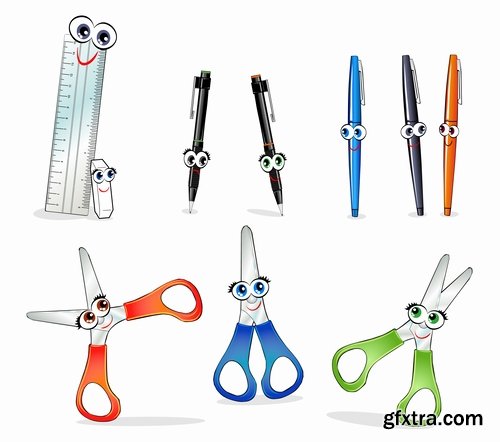 Different stationery elements and objects in vector from stock - 25 Eps
