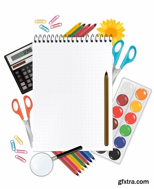 Different stationery elements and objects in vector from stock - 25 Eps