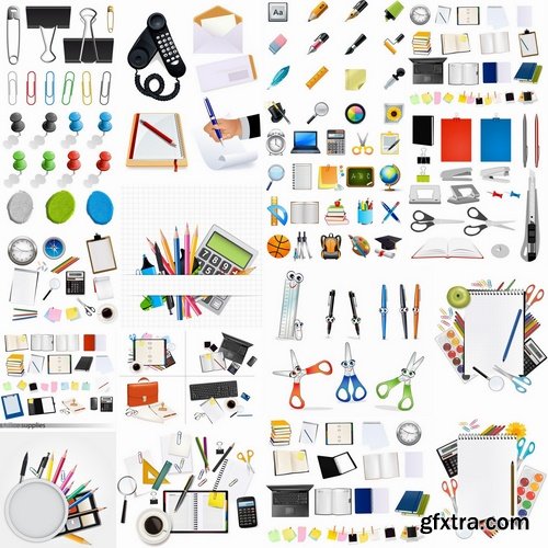 Different stationery elements and objects in vector from stock - 25 Eps