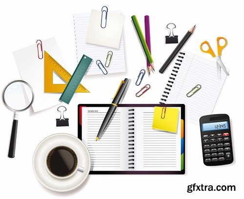 Different stationery elements and objects in vector from stock - 25 Eps