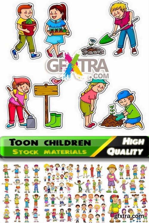 Beautiful illustrations of toon children in vector from stock #2 - 25 Eps
