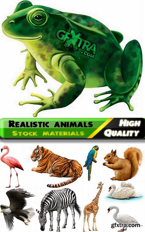 Different realistic animals in vector from stock - 25 Eps