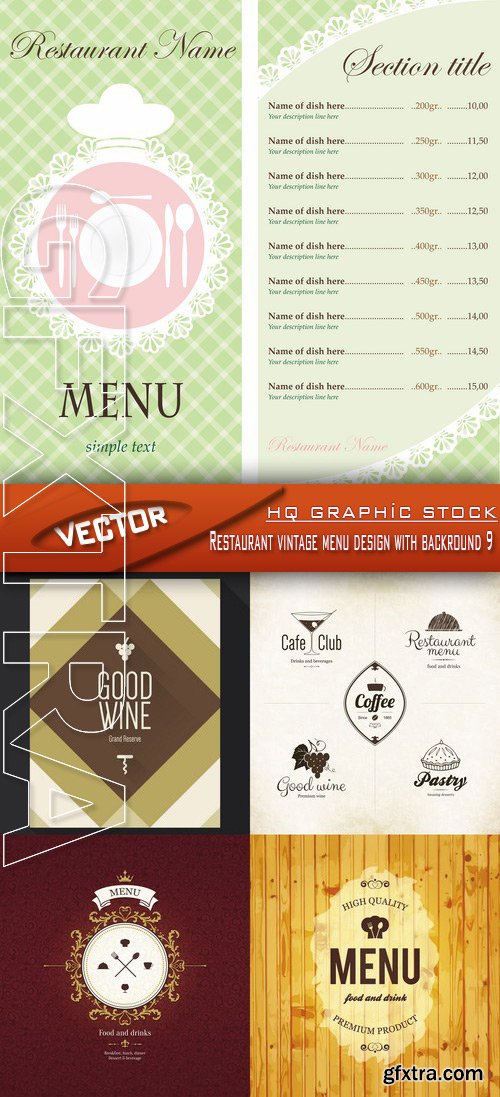 Stock Vector - Restaurant vintage menu design with backround 9