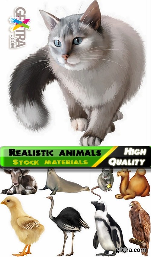 Different realistic animals in vector from stock #2 - 25 Eps