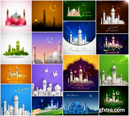 Set of Template design for Eid Mubarak in vector from stock - 25 Eps
