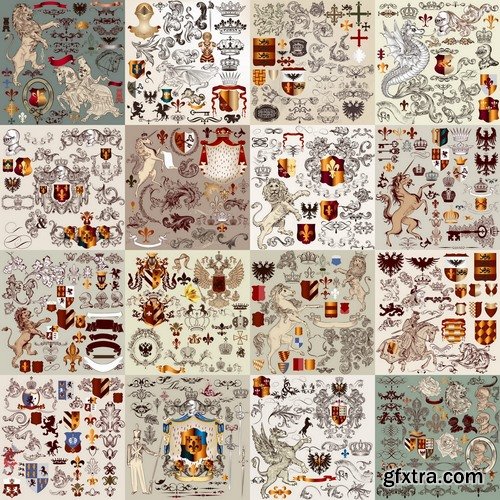 Heraldic elements and page decoration elements - 25 Ai