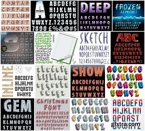 Different Fonts in vector from stock #6 - 25 Eps