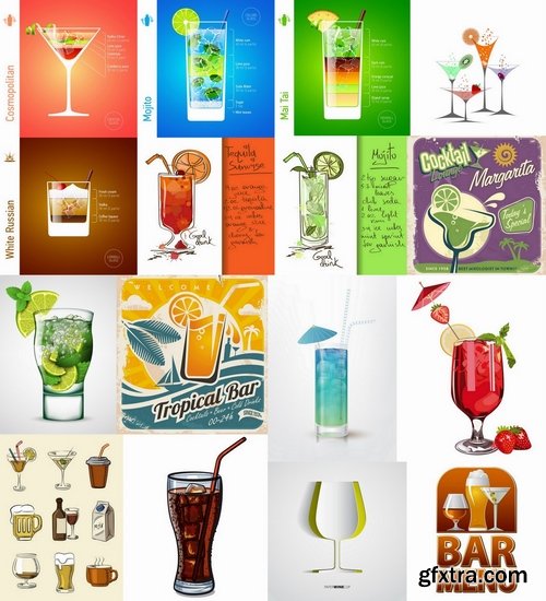Different Cocktails in vector from stock - 25 Eps