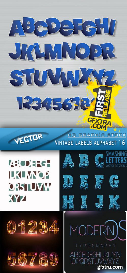 Stock Vector - Vintage labels alphabet 16