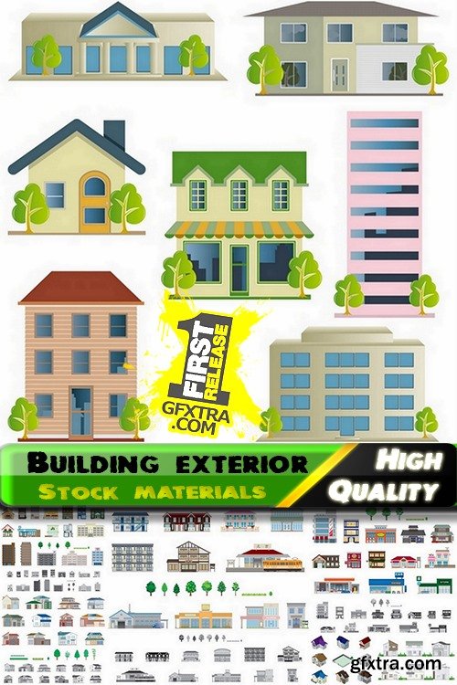 Different building exterior in vector from stock - 25 Eps