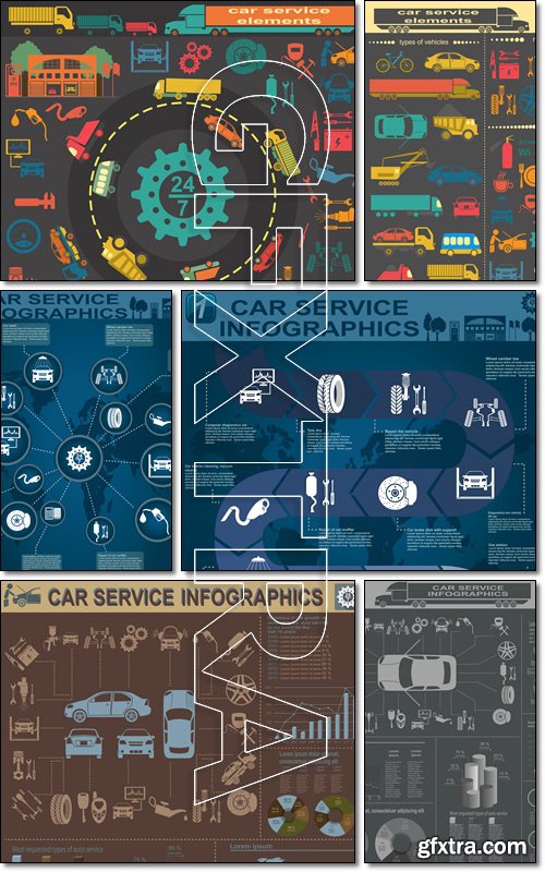 Car service, repair Infographics - Vector