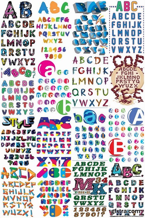 Different Fonts and alphabet in vector from stock - 25 Eps