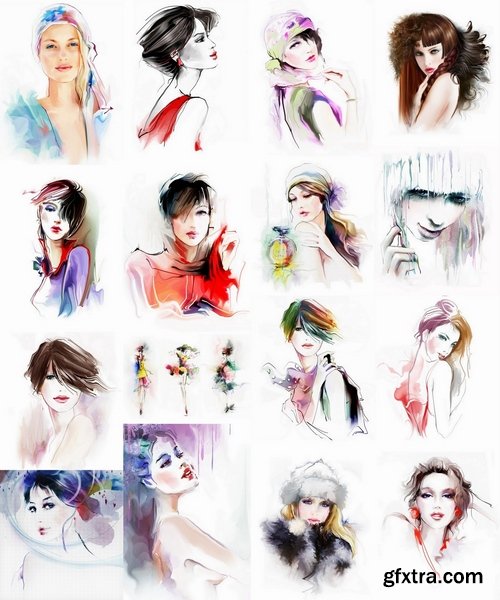 Amazing woman painted in watercolor Stock images - 25 HQ Jpg