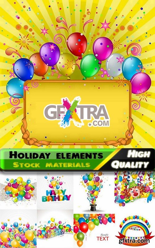 Holiday elements and happy birthday template design - 25 Eps
